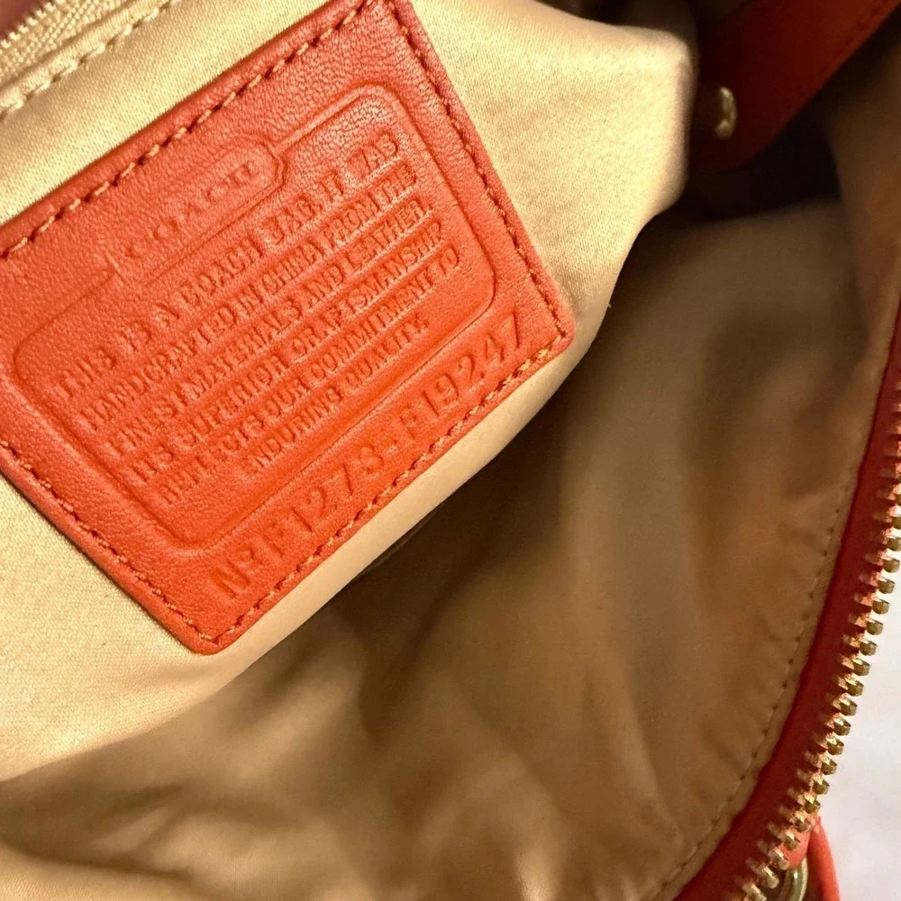Coach Womens Kristin Sage Satchel Bag F19247 Orange Pebbled Leather Large Boho